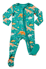 Soft & Stretchy Zipper Footie - Dinosaur Jungle - HoneyBug 