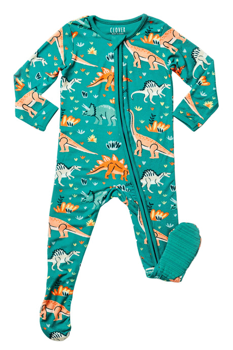 Soft & Stretchy Zipper Footie - Dinosaur Jungle - HoneyBug 