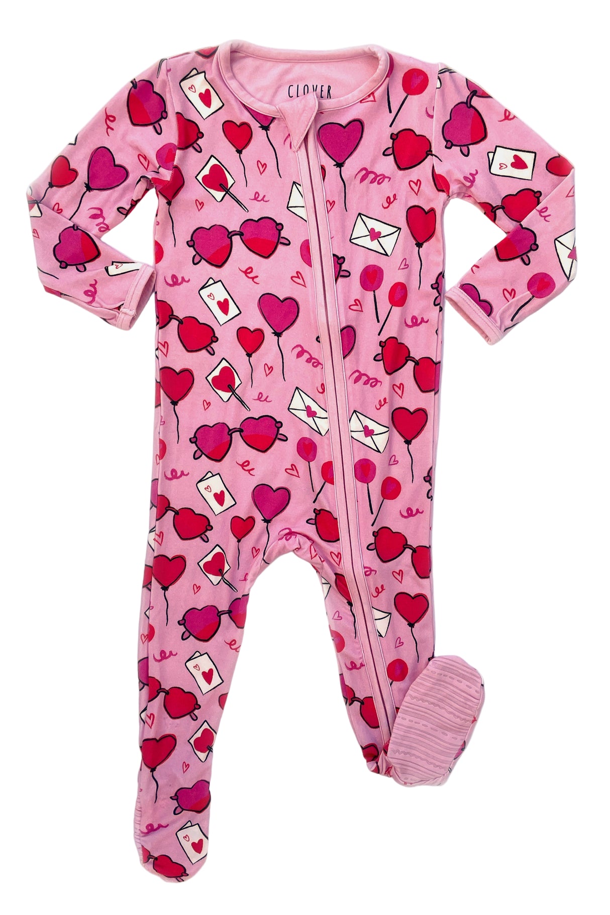 Soft & Stretchy Zipper Footie - Heart Party - HoneyBug 