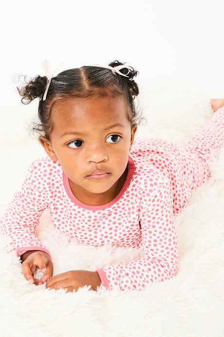 Long Sleeve Pajama Set - Coral Dots - HoneyBug 