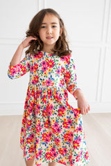 Last Bud Not Least 3/4 Sleeve Pocket Twirl Dress