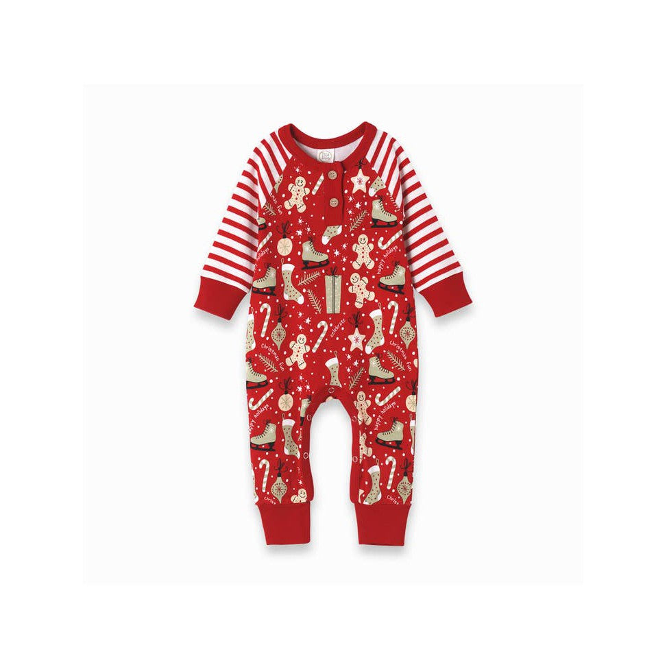 Christmas Joy Henley Romper - HoneyBug 