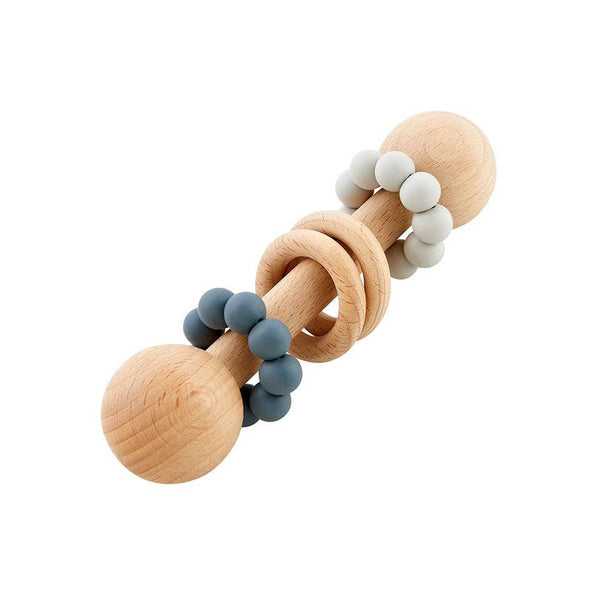 Silicone Rattle - Blue / Grey - HoneyBug 