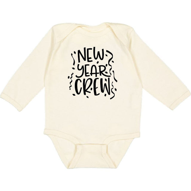 New Year Crew Long Sleeve Bodysuit - Natural - HoneyBug 