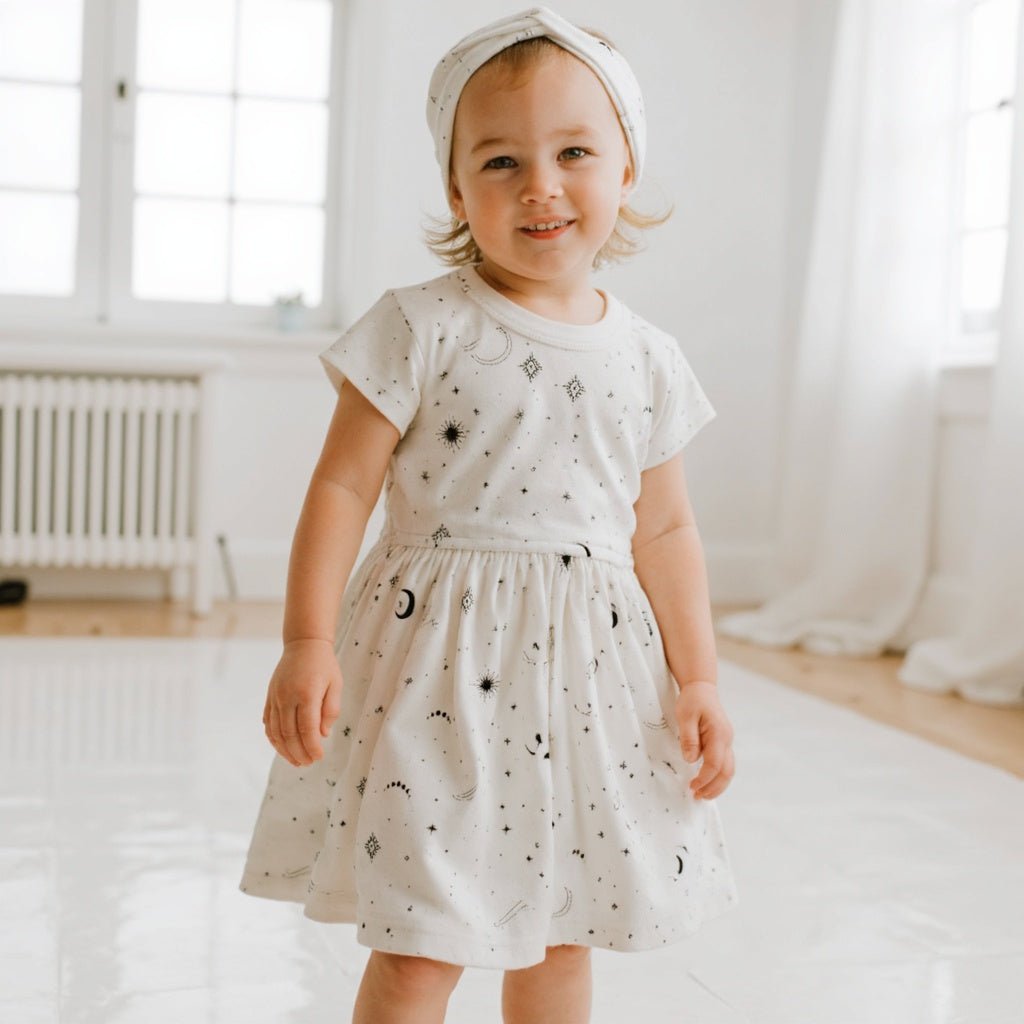 short sleeve twirl dress | celestial - HoneyBug 