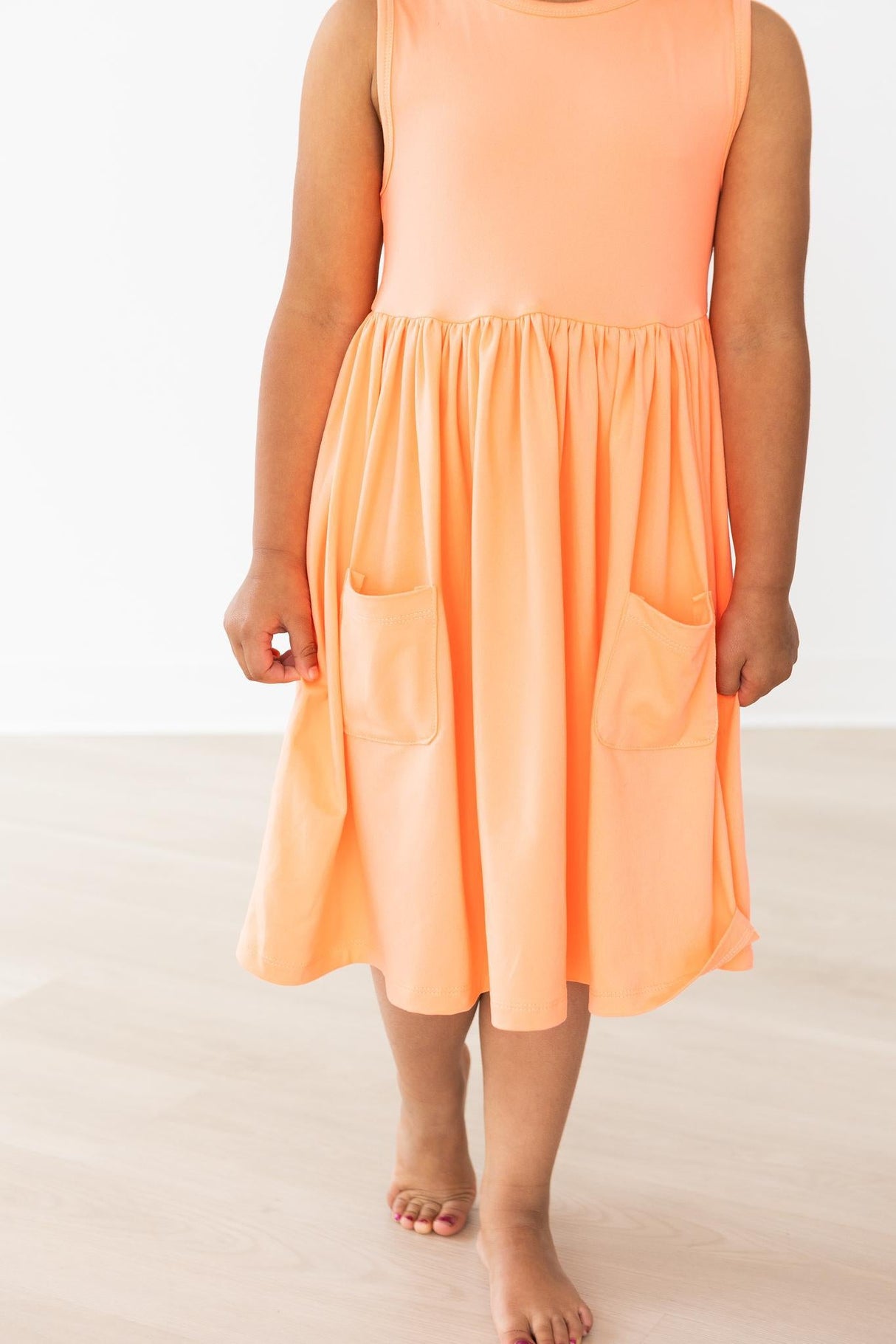 Neon Coral Tank Pocket Twirl Dress