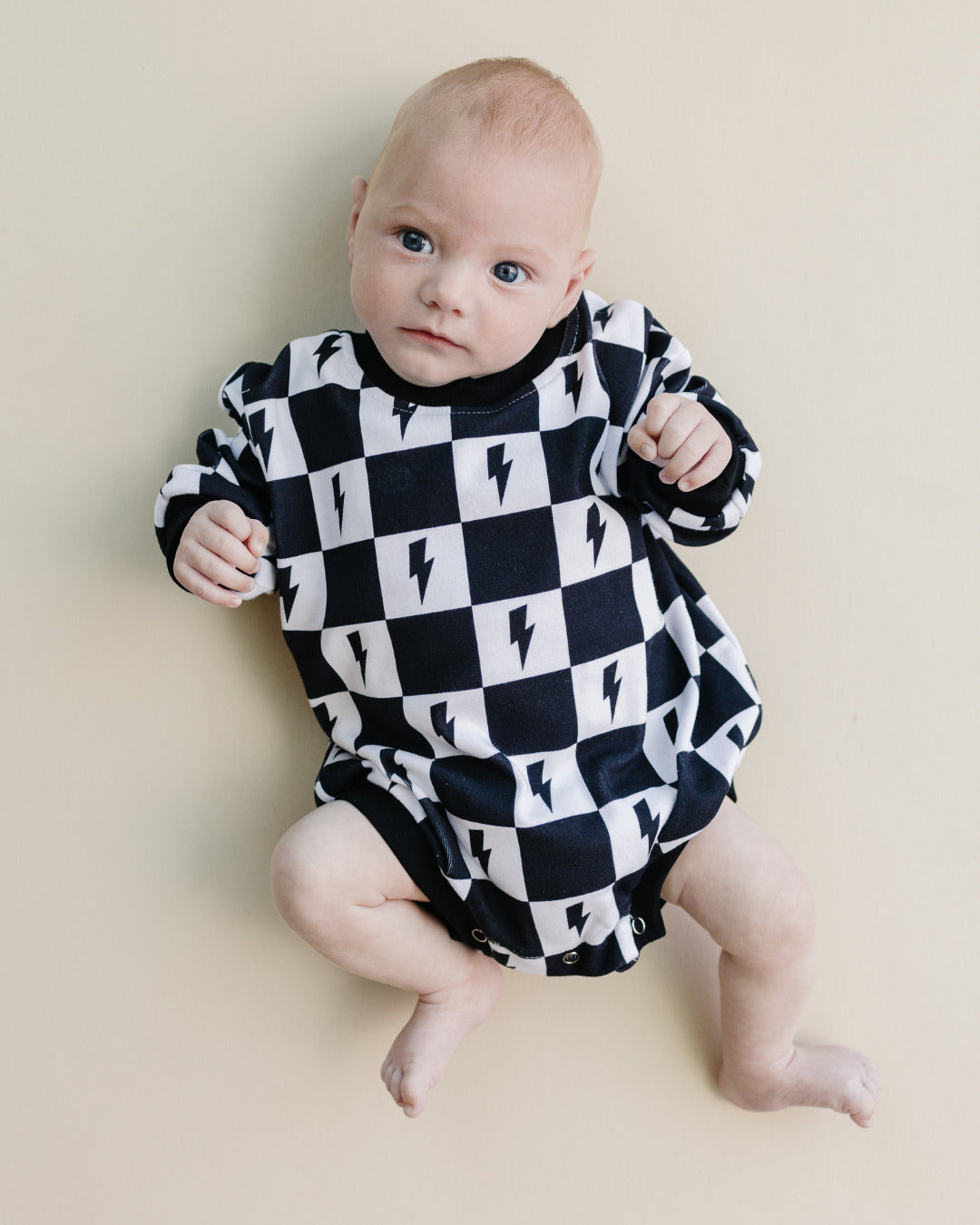 Bubble Romper | Charcoal Bolts - HoneyBug 