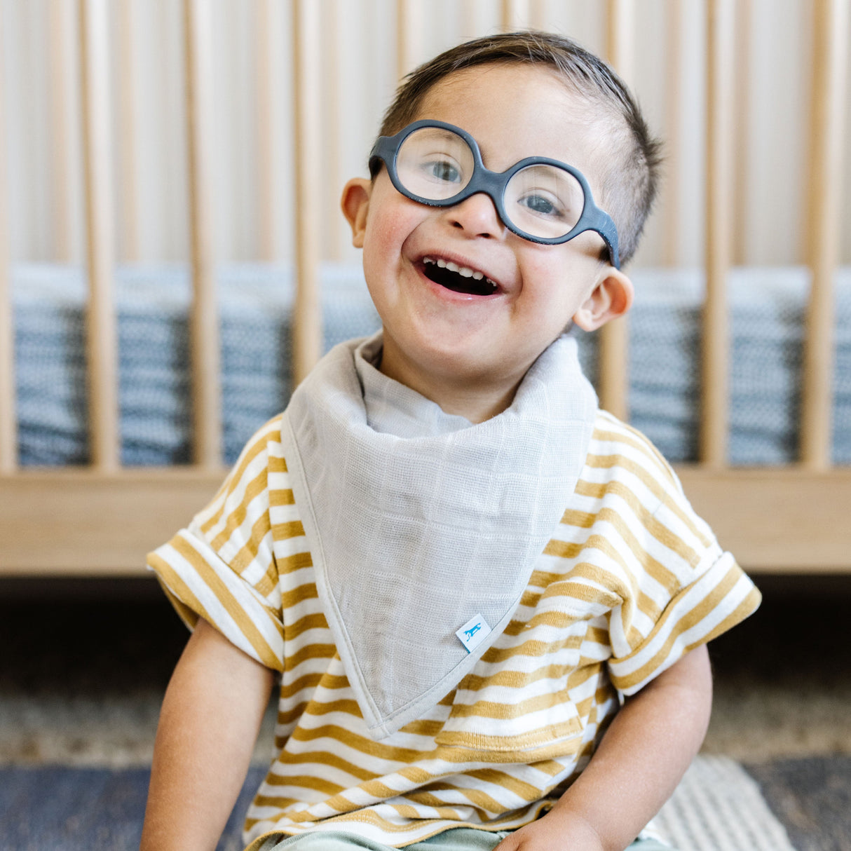 Cotton Muslin + Fleece Bandana Bib 4 Pack - Sea - HoneyBug 