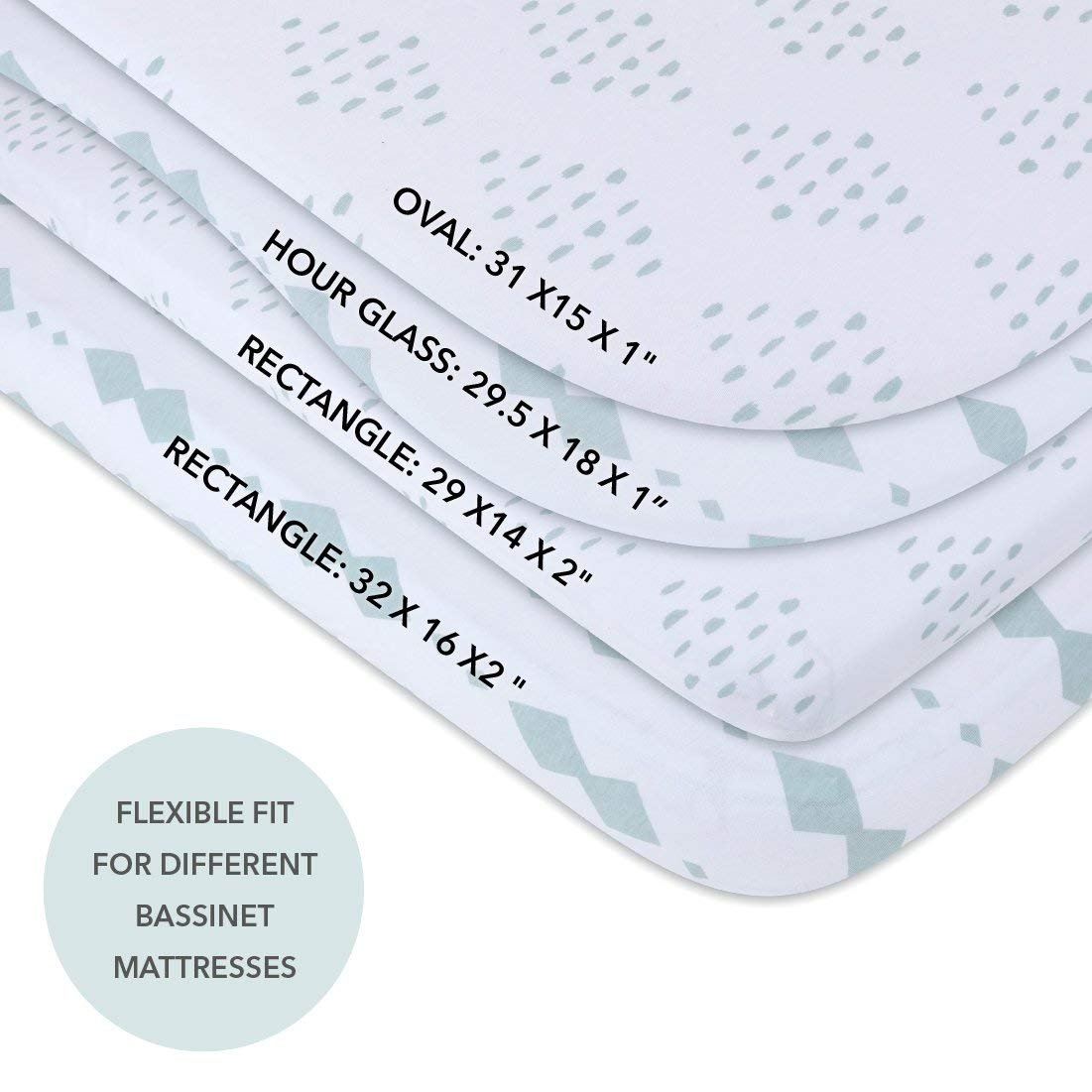 Bassinet Sheet Set - Sage Diamond - HoneyBug 