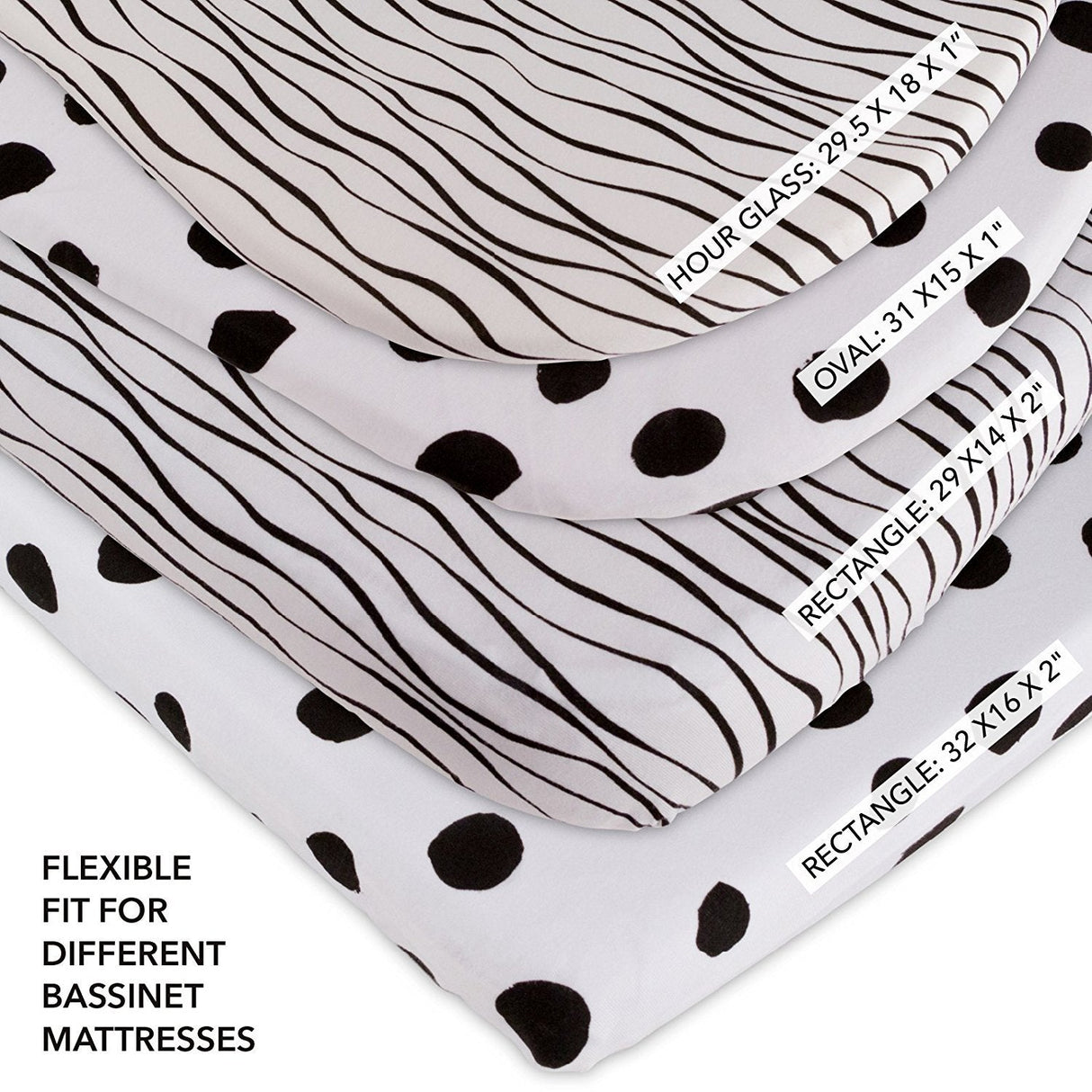 Bassinet Sheet Set - Black & White Abstract - HoneyBug 