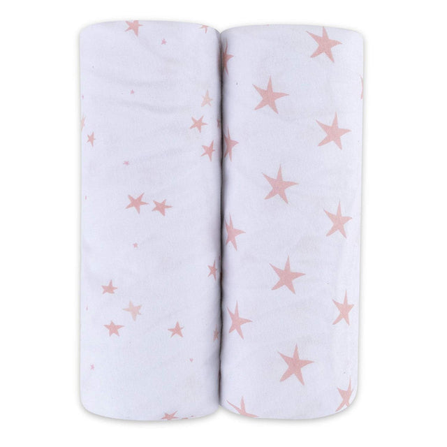 Bassinet Sheet Set - Mauve Pink Stars - HoneyBug 