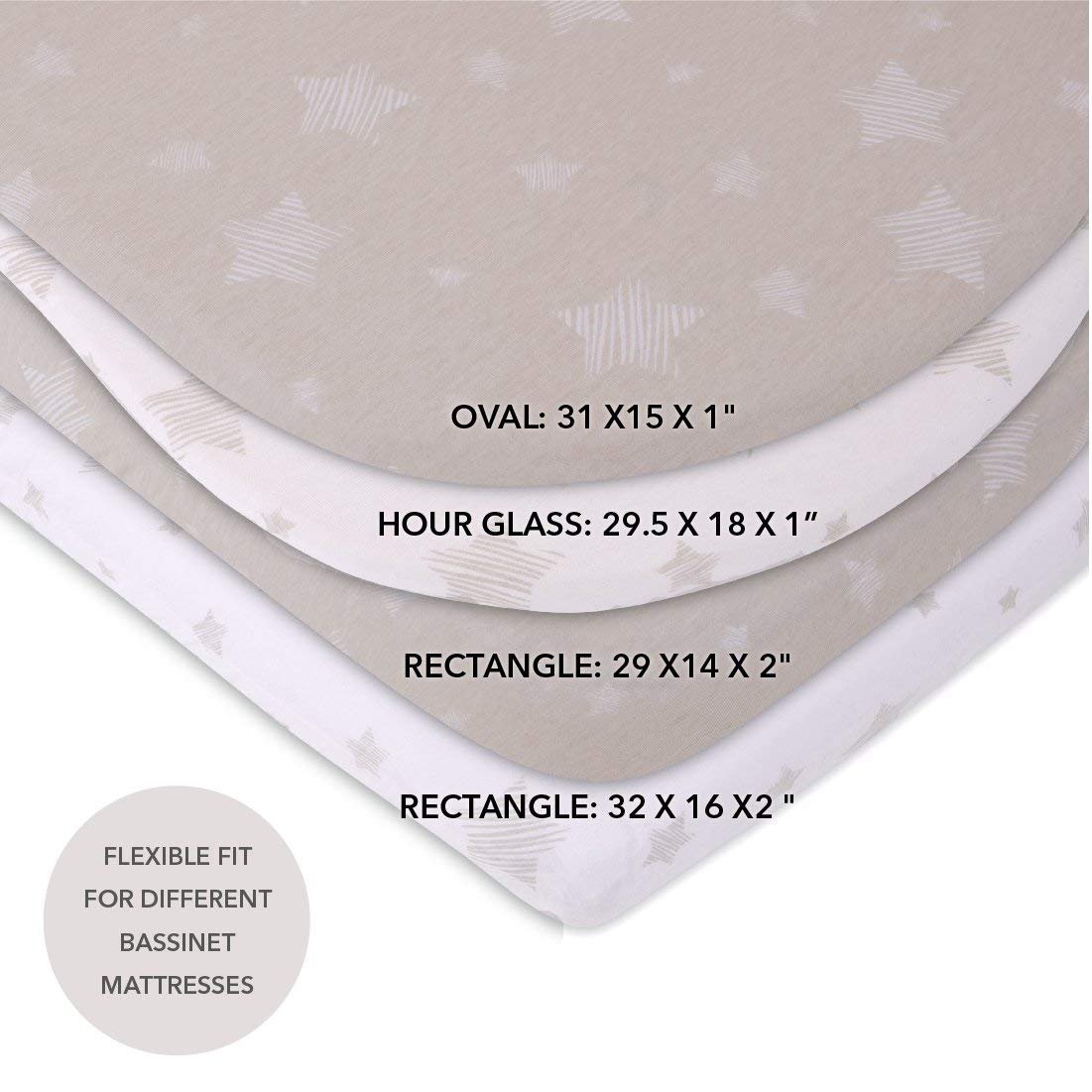 Bassinet Sheet Set - Tan Drawn Star - HoneyBug 