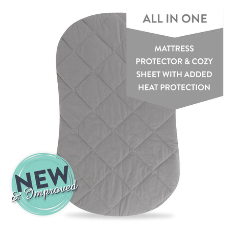 Quilted Waterproof Bassinet Sheet with Heat Protection - Grey - HoneyBug 