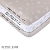 Changing Pad Cover | Cradle Sheet Set - Tan Drawn Stars - HoneyBug 