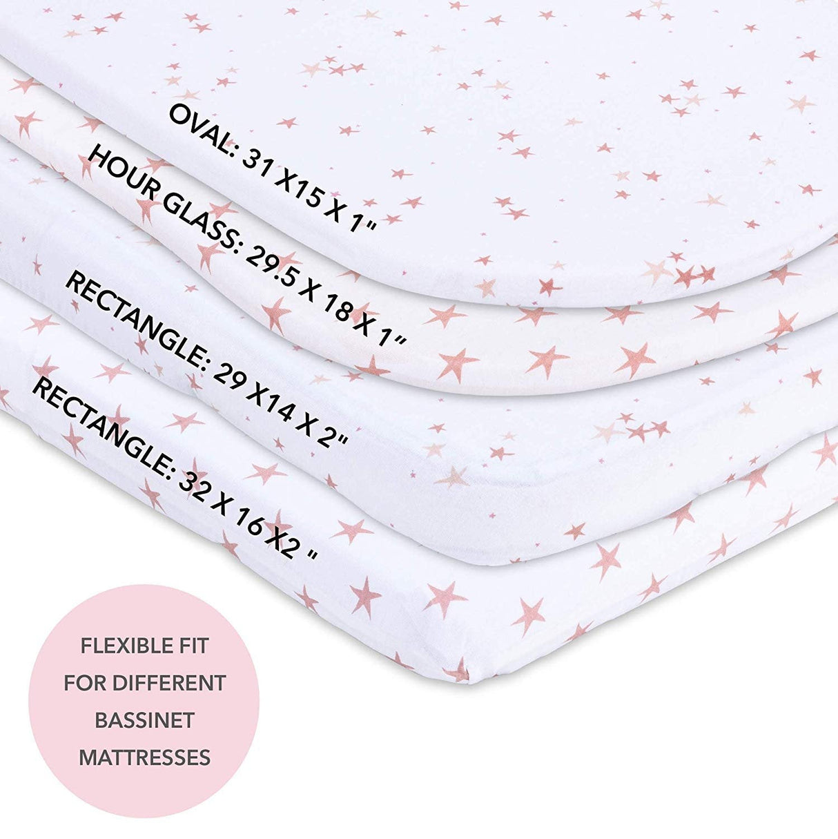 Bassinet Sheet Set - Mauve Pink Stars - HoneyBug 