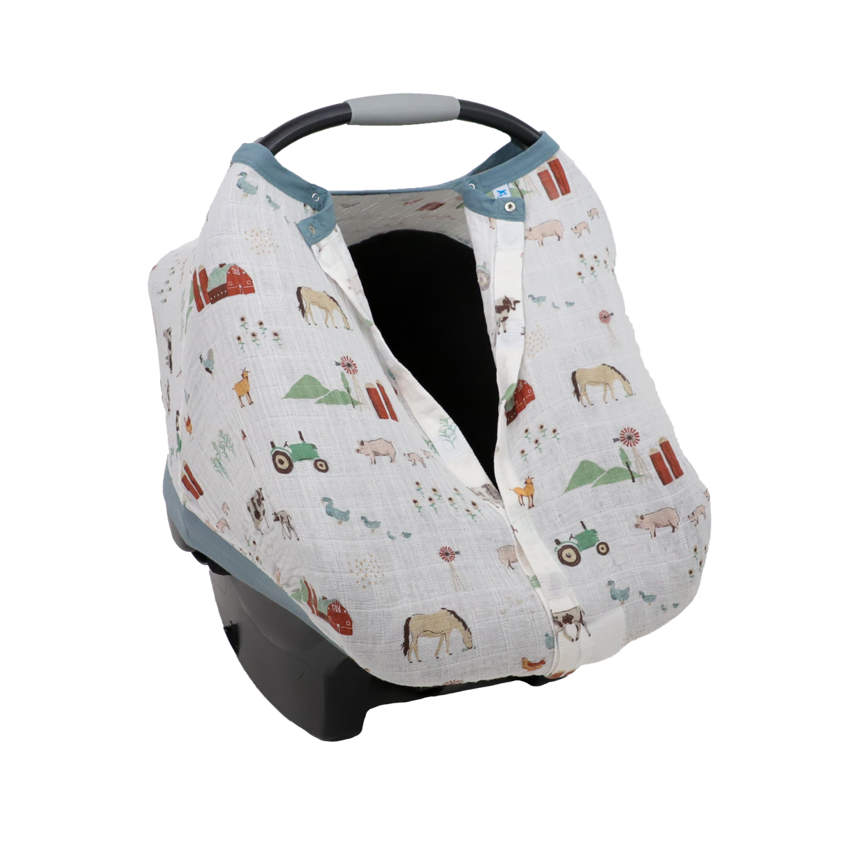 Cotton Muslin Car Seat Canopy - Farmyard