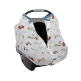 Cotton Muslin Car Seat Canopy - Farmyard