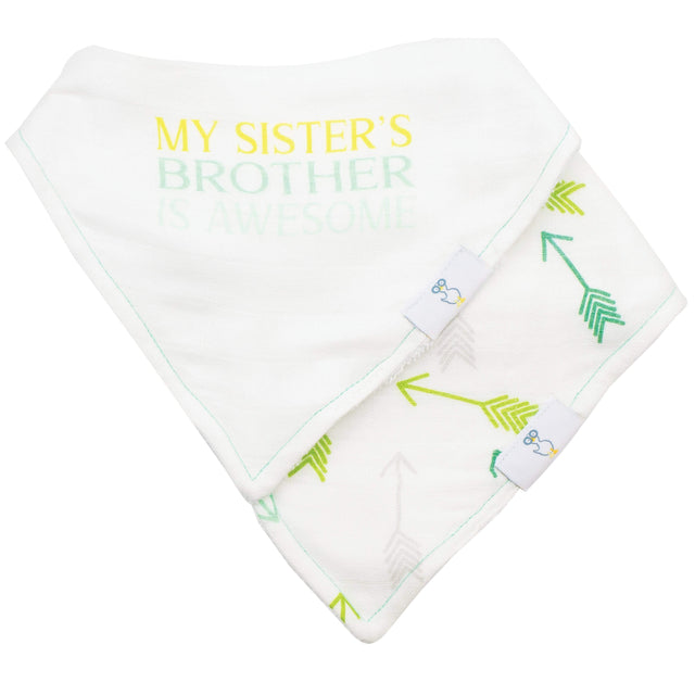 Brother and Arrows 2 Pack Muslin & Terry Cloth Bib Set - HoneyBug 