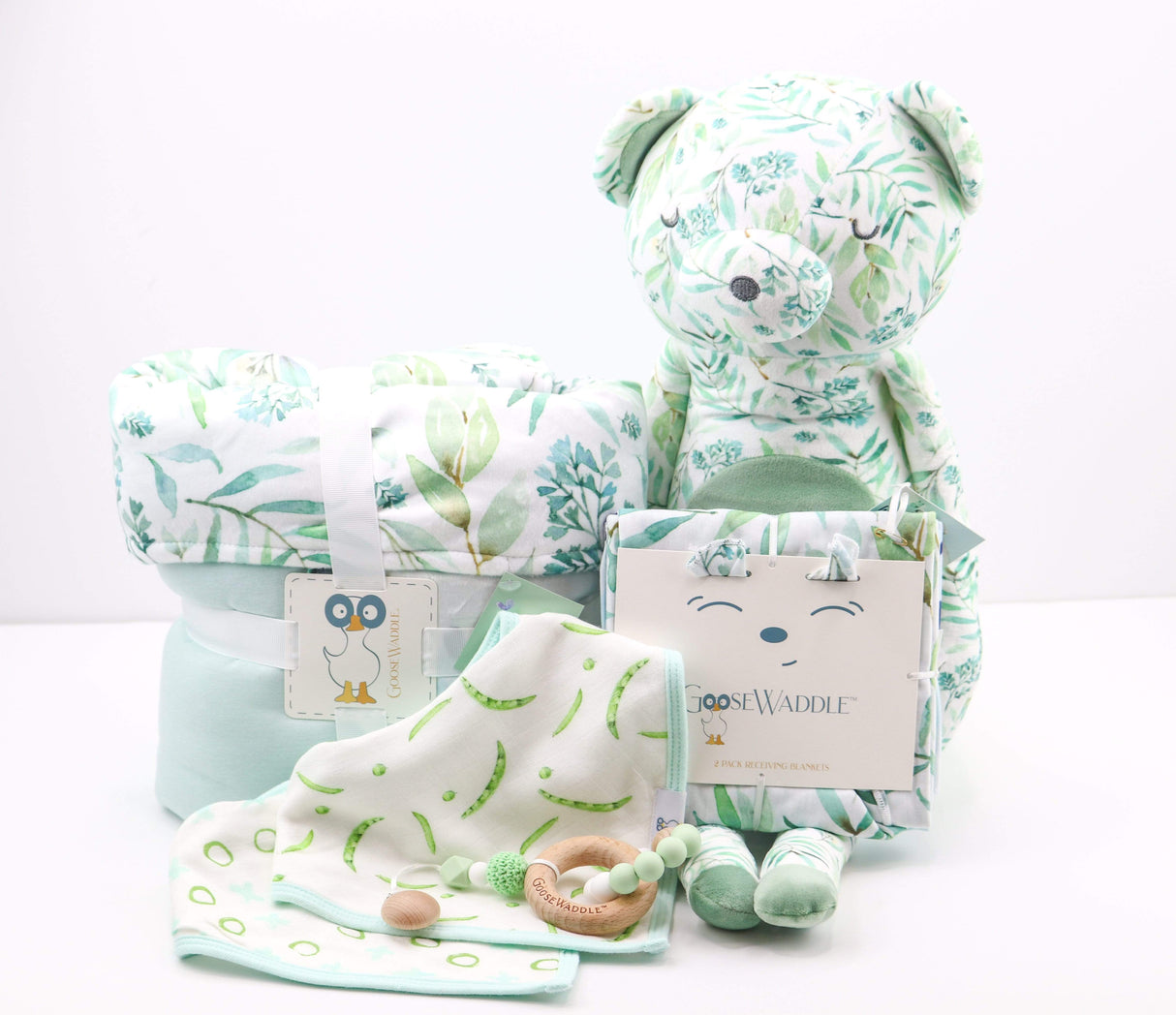 Basil Bear Mint Applique Baby Blanket