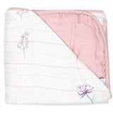 Flower and Pink Oversized Bamboo Muslin Quilted Blanket