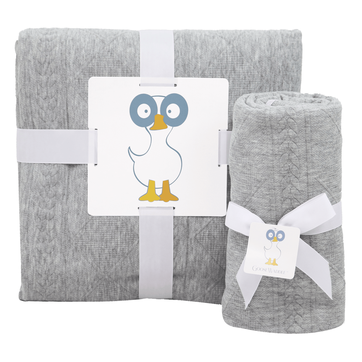 Mommy & Me Knit Blanket Set - Gray