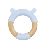 Blue Bear Circle Bear Head Teether Silicone + Wood Teether