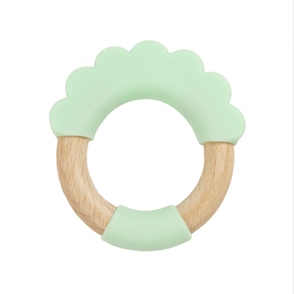 Mint Lion Circle Lion Head Teether Silicone + Wood Teether