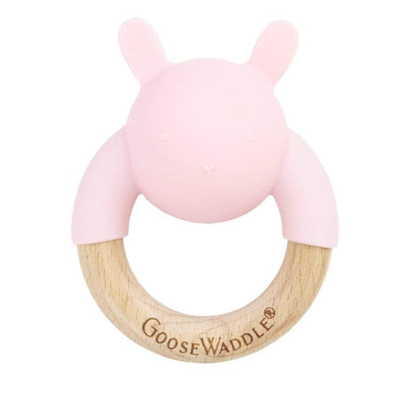 Rattle Teether Wooden + Silicone (4 Colors)