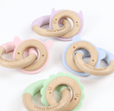 Mint Lion Silicone + Wood Double Teether