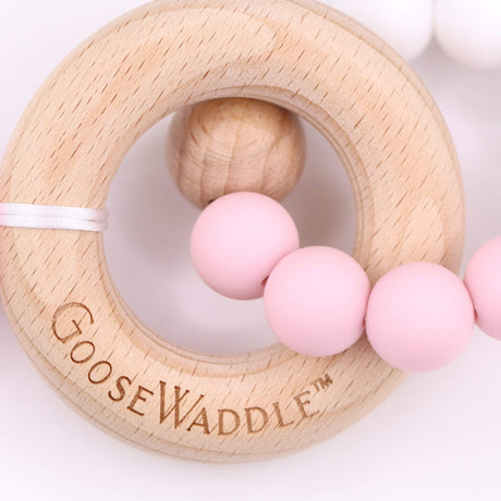 Wooden and Silicone Teether - Pink