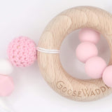 Wooden and Silicone Teether - Pink