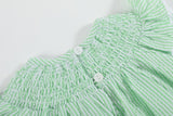 Green Seersucker Easter Bunny Smocked Flutter Romper