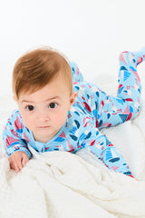 Soft & Stretchy Zipper Footie - Seagulls - HoneyBug 