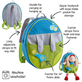 Summer Meadow Backpack to Carry 12" Soft Dolls - HoneyBug 