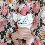 Hello I'm New Here Organic Cotton Baby Bodysuit Long Sleeve - HoneyBug 