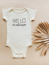 Hello I'm New Here Organic Baby Bodysuit
