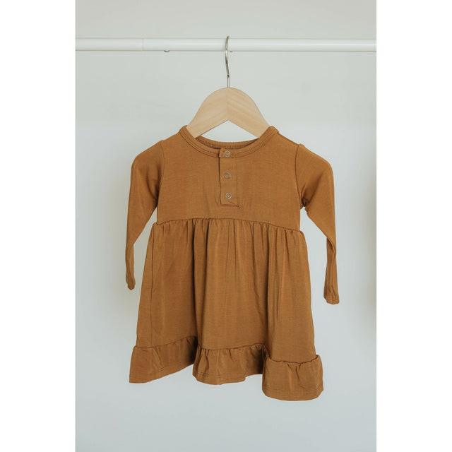 Henley Twirl Dress with short - Caramel - HoneyBug 