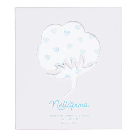 Blue Heart Print Crib Sheets - HoneyBug 