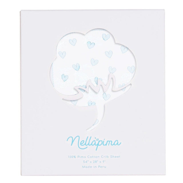 Blue Heart Print Crib Sheets - HoneyBug 