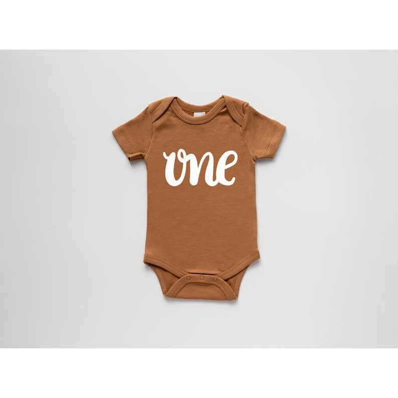 One First Birthday Organic Baby Bodysuit - HoneyBug 