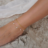 Rosette Pearl Chain Anklet - HoneyBug 