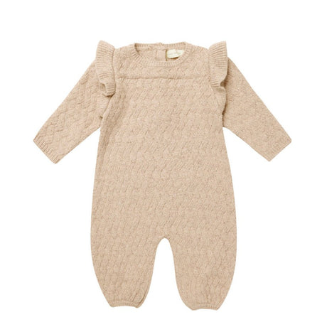 Long Sleeve Mira Knit Romper- Shell - HoneyBug 