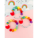 Rainbow Red Heart Bracelet - Personalized - HoneyBug 