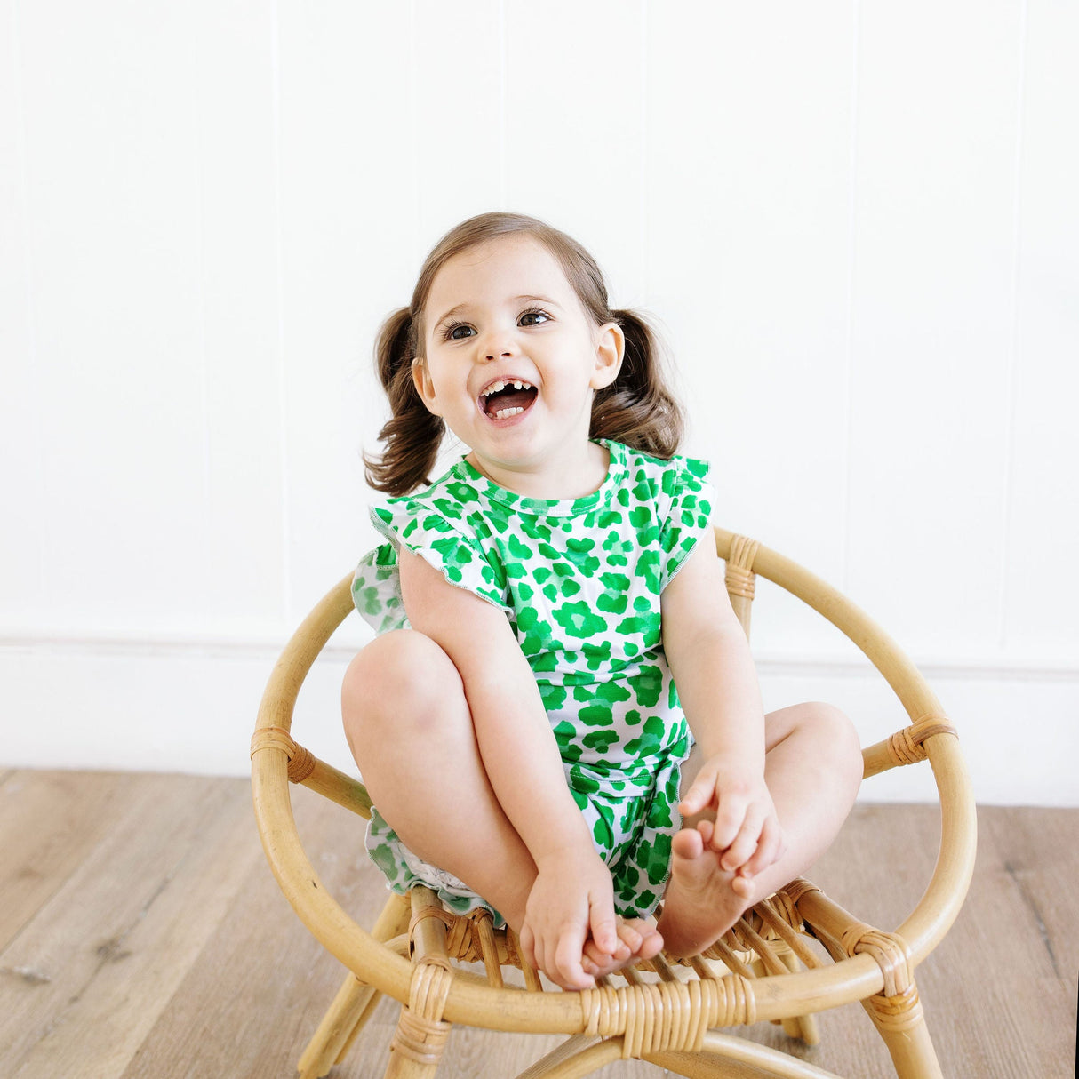 Green Leopard Ruffle Short Set