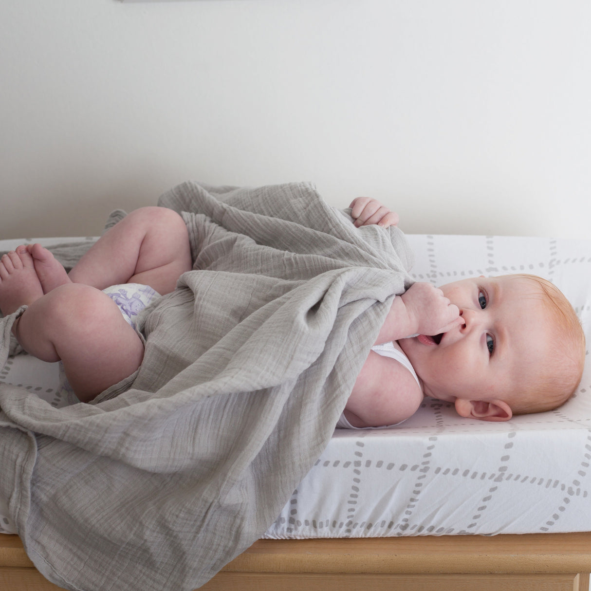 Cotton Muslin Swaddle Blanket - Silver Grey - HoneyBug 