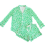 Green Leopard Women’s Button Down Short Set