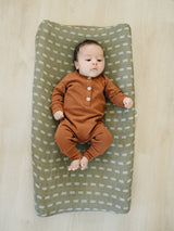 Olive Strokes Muslin Changing Pad Cover - HoneyBug 