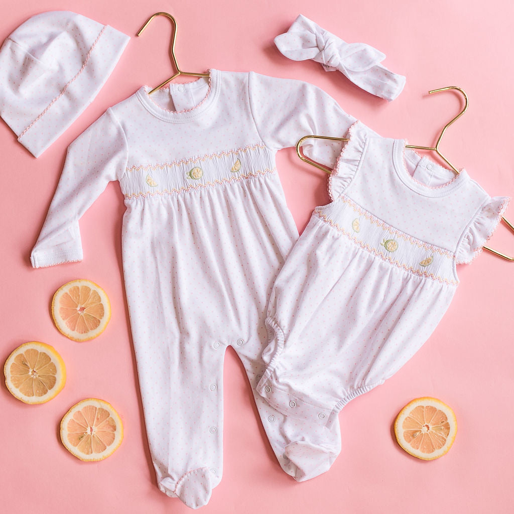 Pink Lemonade Smocked Footie