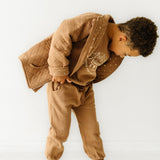 Organic Kids Merino Wool Zip Jacket - Cocoa