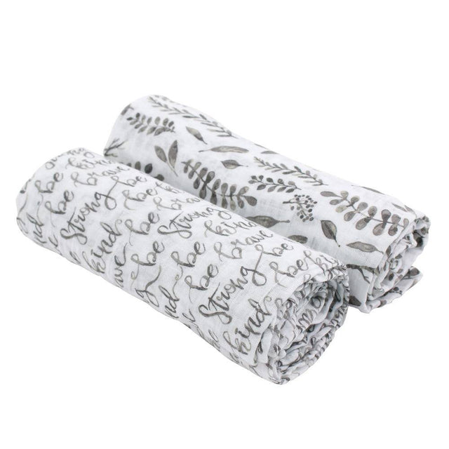 Muslin Swaddle Blanket Set Premium Cotton  Just Be + Leaves - HoneyBug 